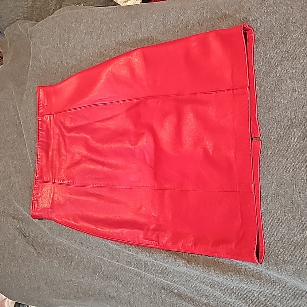 Leather red skirt, soft and classy
